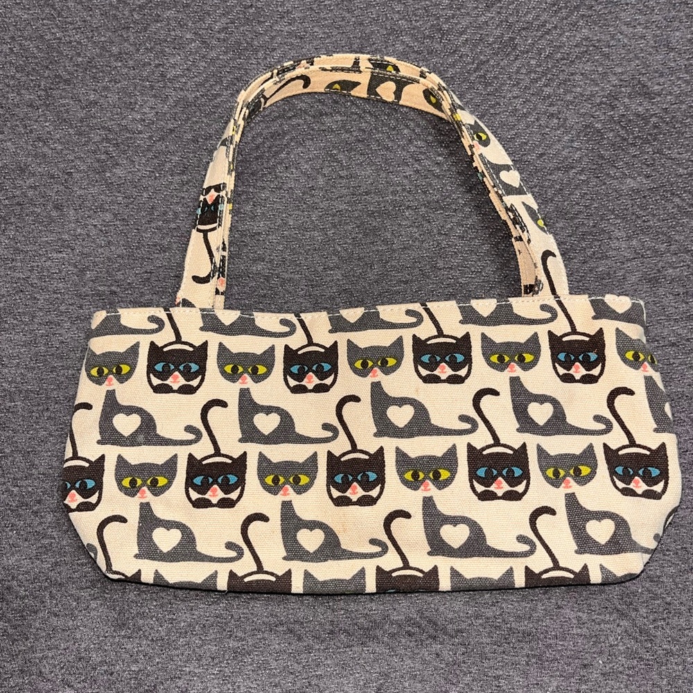 Bungalow 360 Cat Pattern Shoulder Bag - Cream and Gray - Picture 8 of 10